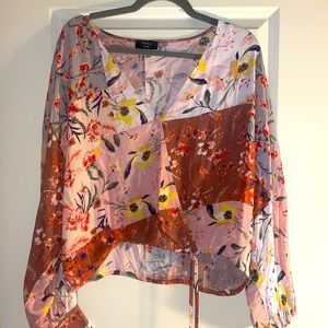 Patterned Wrap Top Never Worn
